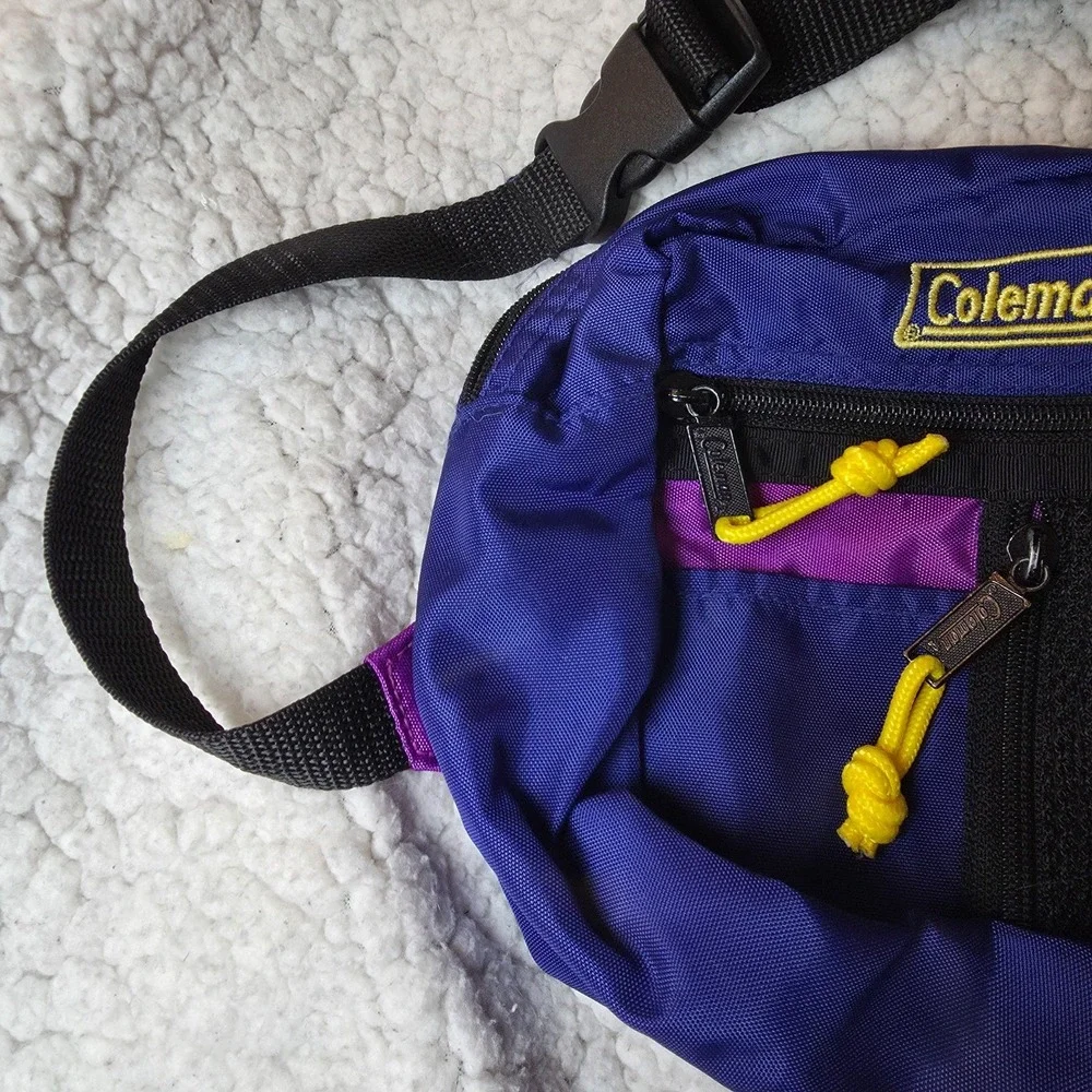Vintage Coleman Outdoor Waist Pack 90s Retro Blue Purple
